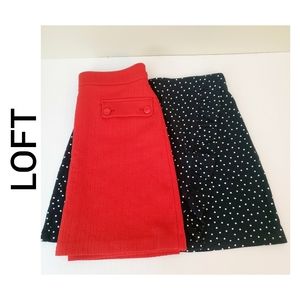 Loft Bundle of 2 Skirts Red and Polkadot Navy and White Size Small